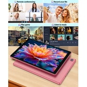 Android Tablet, 10 inch Android 14 Tablet, Quad-core CPU, RAM 4GB(2G+2G), ROM 32GB (Up to 1TB), 800x1280 IPS, WiFi 6, 2MP+2MP, 6000mAh, Pink