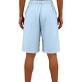 thumbnail image 4 of Lumtrix Cotton Linen Womens Bermuda Shorts Dressy Wide Leg Summer Shorts Buttons Pleated High Waisted Baggy Knee Length Short Pants Light Blue L, 4 of 5