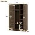 thumbnail image 5 of Modern 3-Door Shutter Wardrobe with Shelves and Hanging Rod, Wardrobe Armoire Closet, Clothes Storage Cabinet Organizer for Small Spaces, Guest Room, Walnut, 5 of 6