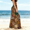 thumbnail image 7 of Guieoi Cover ups for Women Plus Size Women's Chiffon Lightweight Sun Protection Beach Pants Cover Pants Wide Leg Bohemian Style Printed Pants Brown XXL, 7 of 7