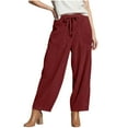 thumbnail image 3 of Stamzod Women's Pants Solid Color Elastic Waist Corduroy Sweat Pants with Pockets Casual Straight Work Pants for Men Wine L, 3 of 10