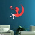 thumbnail image 3 of ABODELINE Fairy Sitting on the Moon Vinyl Mirror Wall Sticker, Self-Adhesive Love Heart Acrylic Mirror Wall Stickers Art Mural, DIY Walls Art Home Decor Heart Mirror Wall Decals for Living Bathroom, 3 of 5