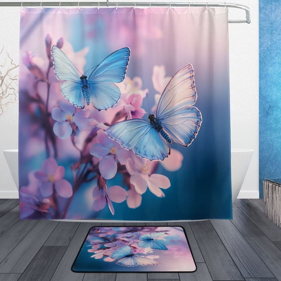 BZSMCE Shower Curtain and Bath Accessory Set,Whispers Of Sprin Pattern