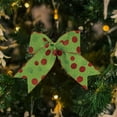 thumbnail image 4 of 2 Packs Of Christmas Bows Red Christmas Bows Outdoor for Christmas Tree 5.9in Glitter Red and Green Polka Dots Wreath Bow Composite Non Woven Brushed Bows for Christmas Decor Winter Bow, 4 of 6