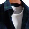 thumbnail image 4 of Mens Beach Shirts Men's Leisure Plaid Long Sleeve Slim Single Turn-Down Collar Shirt Mens Shirt Dark Blue L, 4 of 6