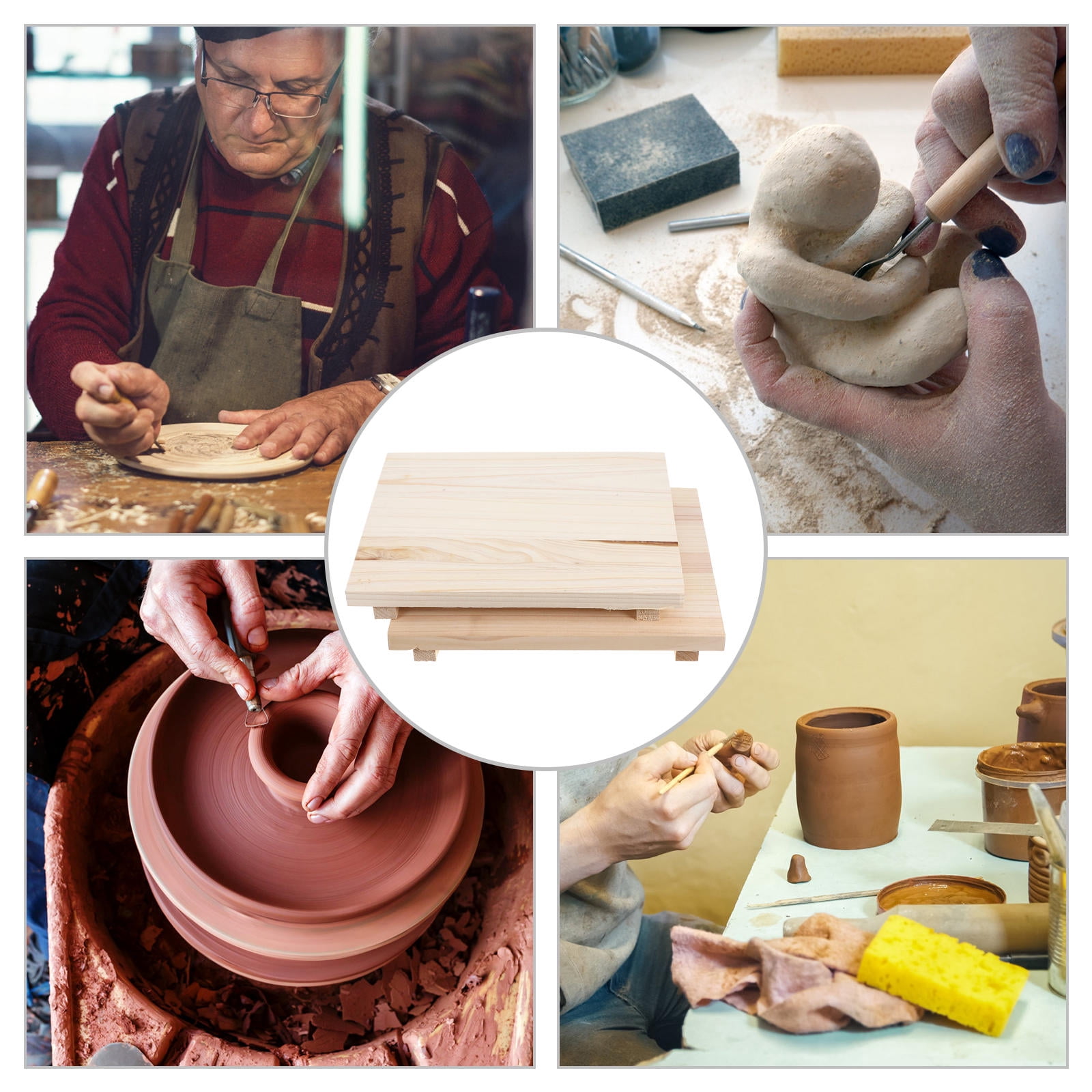 Masteelf  2 Pcs Pottery and Clay Sculpting Tools Portable Wedging Board Beige