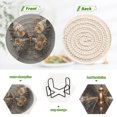thumbnail image 5 of 6 Pcs Drink Coasters with Holder 3.94in Woven Coasters for Drinks Silver and Black Butterfly Coaster Set for Protection Table, 5 of 7