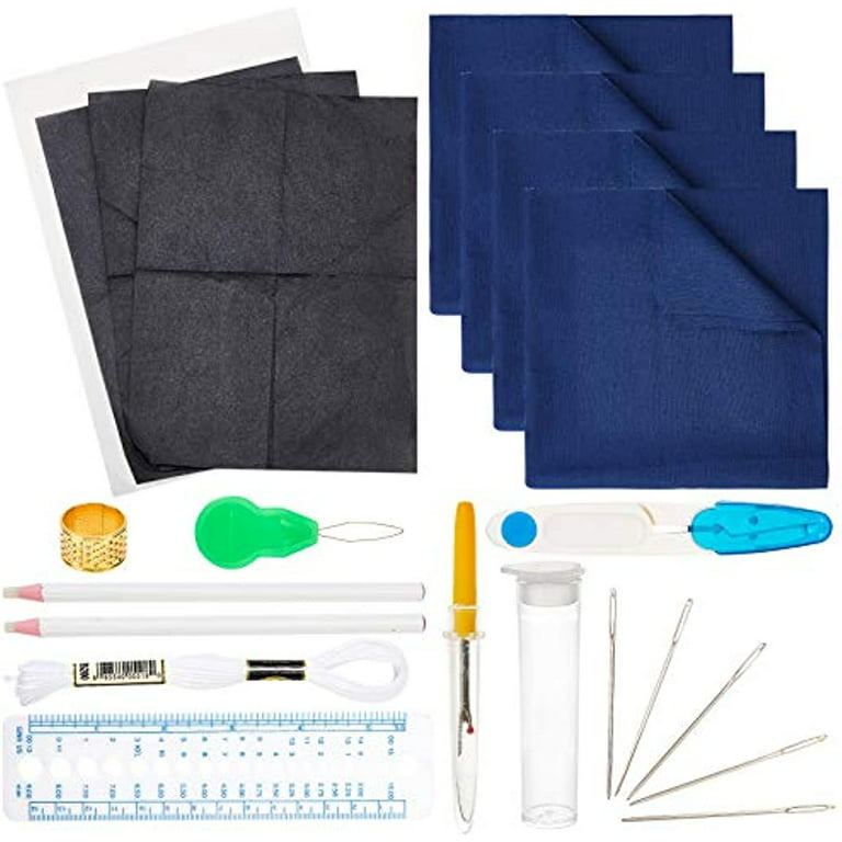 24 Pcs Sashiko Kit DIY Embroidery Kit with Polycotton Threads & Iron Seam  Rippers & Tapestry Needles & Sewing Tools for DIY Embroidery Pattern 