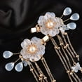 thumbnail image 4 of Vintage Flower Hair Clips, A Pair of Yellow Osmanthus Decorative Hair Clips Tassel Pearl Hair Barrettes, Wedding Hair Pins Hair Accessories for Women Girls Bride Bridesmaid, 4 of 4