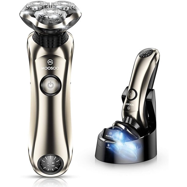 MOOSOO Electric Shaver with Clean Station Wet Dry Waterproof Mens Razor