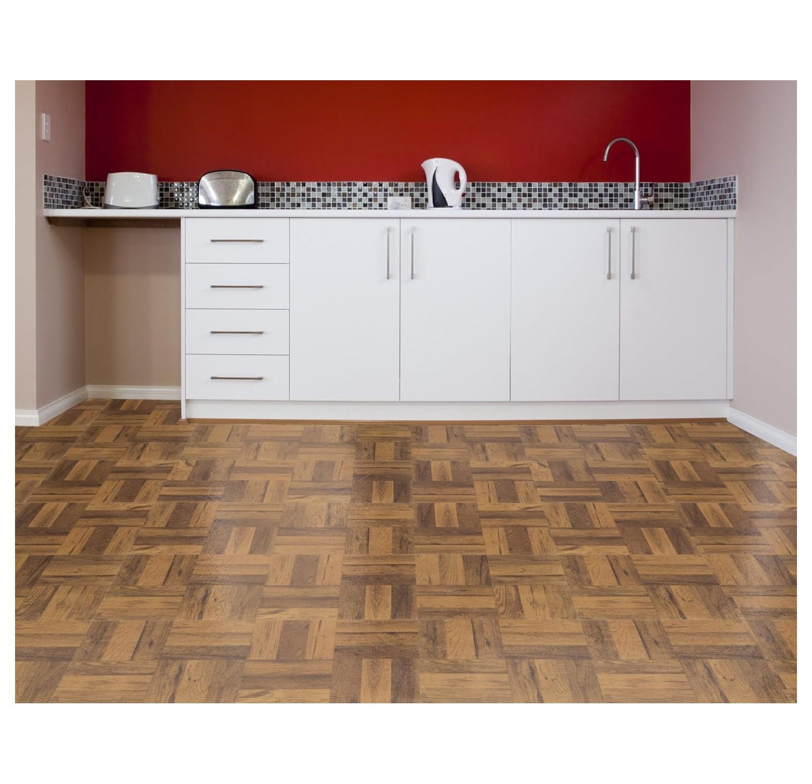 Nexus Vinyl Tile: 225 3 Finger Medium Oak Parquet: 1 Box 20 Tiles