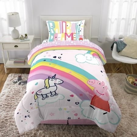 Peppa Pig Rainbow Unicorn Kids Bed In A Bag Bedding Set Walmart Com