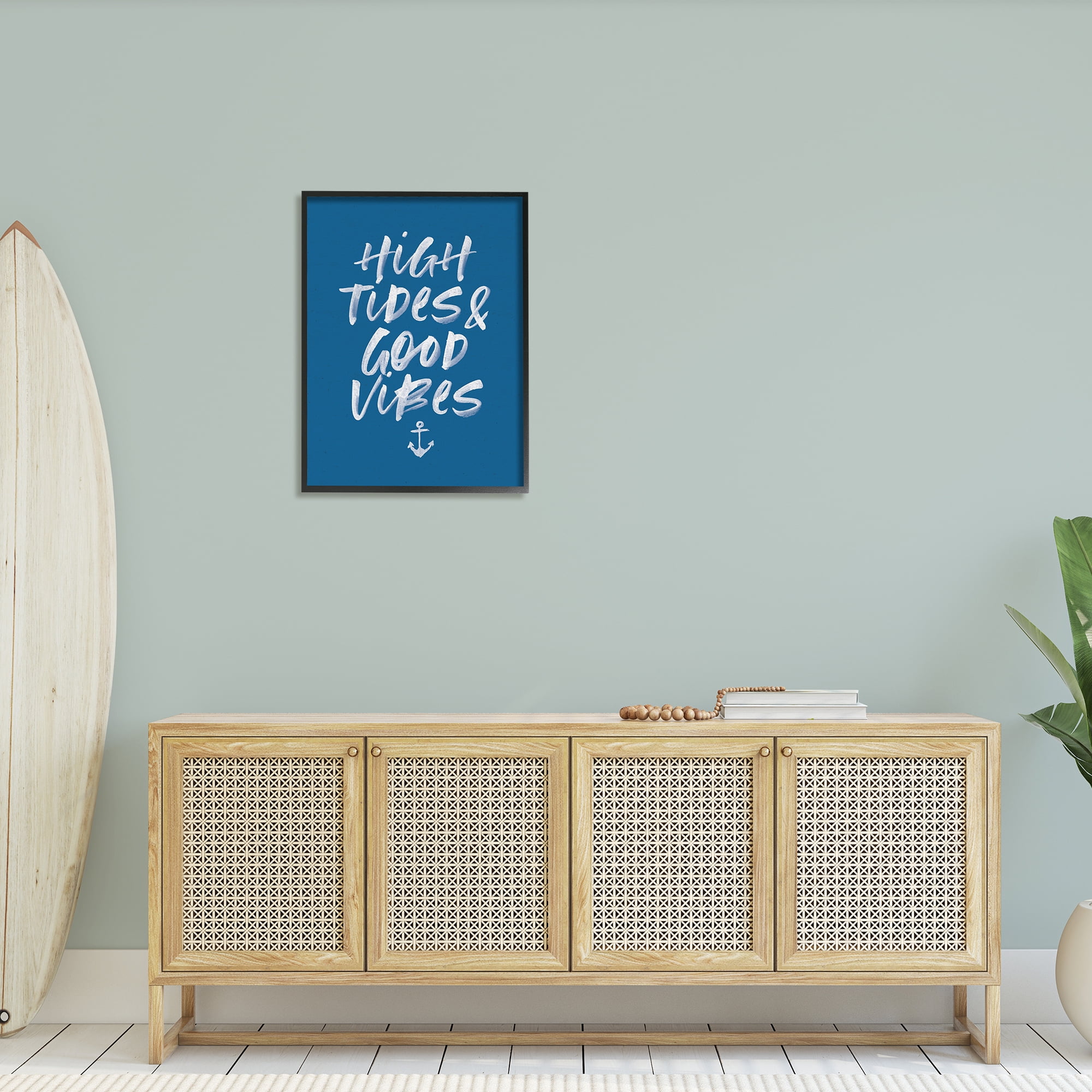 Stupell Industries High Tides Good Vibes Nautical Phrase Sea Anchor, 24 x 30,Design by Wild Apple Portfolio