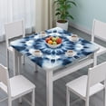 thumbnail image 3 of Blue Tie Dye Mandala Pattern Square Fitted Tablecloth with Elastic Edge,Square Table Cover,Washable Elastic Table Cover for Home Kitchen Party Decor 34"x34", 3 of 6