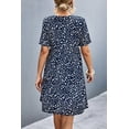 thumbnail image 6 of Women's Ditsy Floral Empire Waist Plunge Short Sleeve Dress Peplum Neckline Surplice Style 95% polyester 5% spandex, 6 of 8