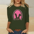 thumbnail image 2 of Honeeladyy Cute Easter Blouse for Women,Spring Casual Pullovers Three Quarter Sleeve Bunny Graphic Top Gift Army Green XXXXXL, 2 of 4