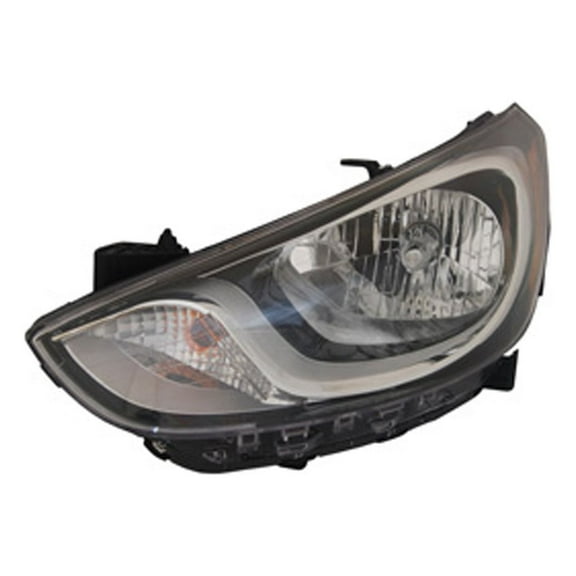 KAI New CAPA Certified Standard Replacement Driver Side Headlight Assembly, Fits 2012-2014 Hyundai Accent Hatchback