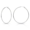 thumbnail image 2 of Tilo Jewelry 14K White Gold Large Round Gold Hoop Earrings (50mm - 2 Inch) for Women & Unisex, 2 of 11