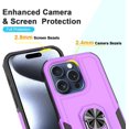 thumbnail image 3 of Compatible for Apple iPhone 15 Pro Case with Tempered Glass Screen Protector,Heavy-Duty Tough Rugged Phone Case Cover with Ring Holder Kickstand for iPhone 15 Pro (6.1", 2023) [Purple/Black], 3 of 13