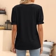 thumbnail image 4 of Blusa de jacquard hueca de color puro para fiestas, talla XL, elegante blusa de verano negra con cuello redondo para mujer, 4 of 6