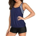 thumbnail image 3 of ¡Rebajas! Trajes de baño tankini Prolriy para mujer, trajes de baño tankini de dos piezas con espalda en T y shorts tipo bóxer, trajes de baño deportivos para mujer, talla XXL, azul oscuro., 3 of 8