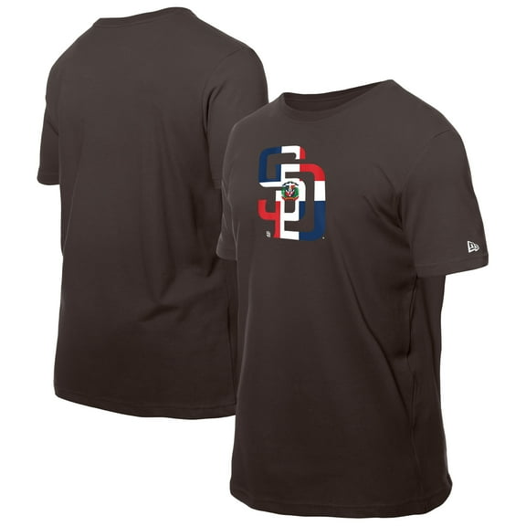 Men's New Era Brown San Diego Padres Dominican Republic Flag Logo T-Shirt