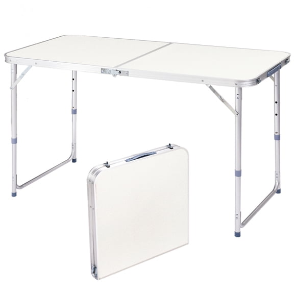 Alvantor 4FT Portable Folding Table,Adjustable Height Aluminum Camping Picnic Table,White,47.24 x 23.62 in