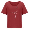 thumbnail image 4 of Blusa informal para mujer, cuello redondo, estampado floral, manga corta, camiseta suelta, tops para mujer Pompotops hfajkhk138445, 4 of 5