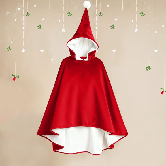 IUYRTFE Women's Christmas Hooded Cape Poncho Loose Fit Casual Holiday Cloak Outerwear