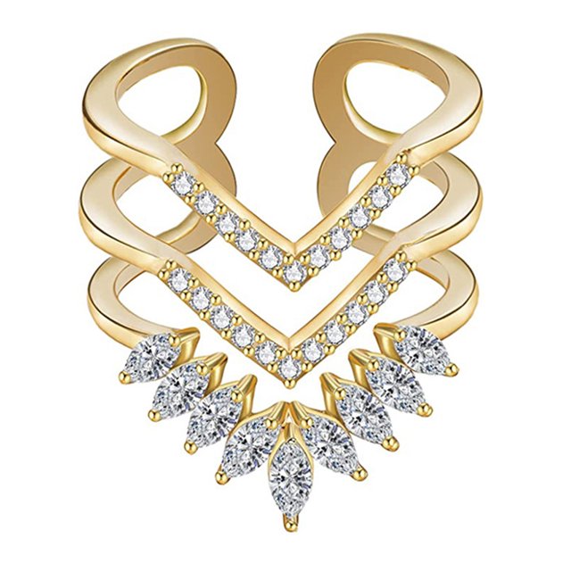 Anillos de oro para mujer, anillos ajustables delicados de plata chapada en oro de 14 quilates MFZFUKR CPB-US-PSF1340-2