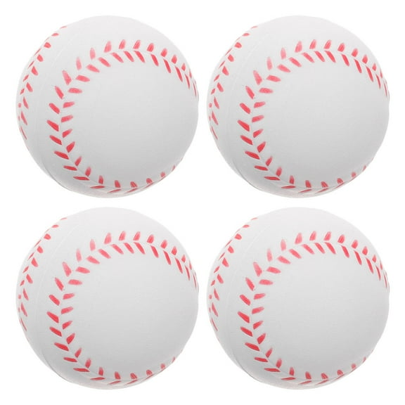 KAJNBN 4Pcs Small Baseballs for Kids Training Indoor and Outdoor Use Round White PU Foam