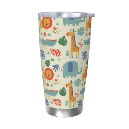 

Salouo Jungle Animals Print 20oz Tumbler with Lid Stainless Steel Vacuum Insulated Tumbler Durable Insulated Coffee Mug Thermal Cup with Splash Proof Sliding Lid-Without Straw
