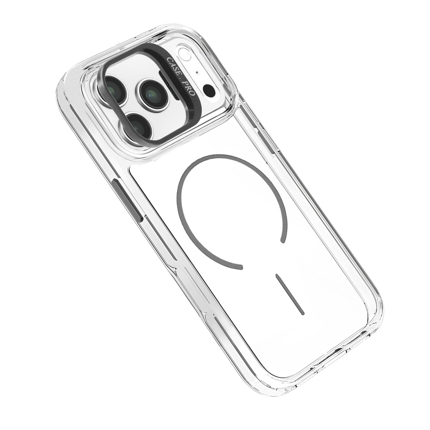 Magnetic Clear Case with Camera Kickstand for iPhone 17 Pro Max - Black