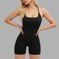 thumbnail image 4 of Maqroz Women's Backless Strappy Romper Seamless Athletic Jumpsuit for Yoga Gym Workout, Cross Back Bodysuit With Compression Bottoms, 4 of 7