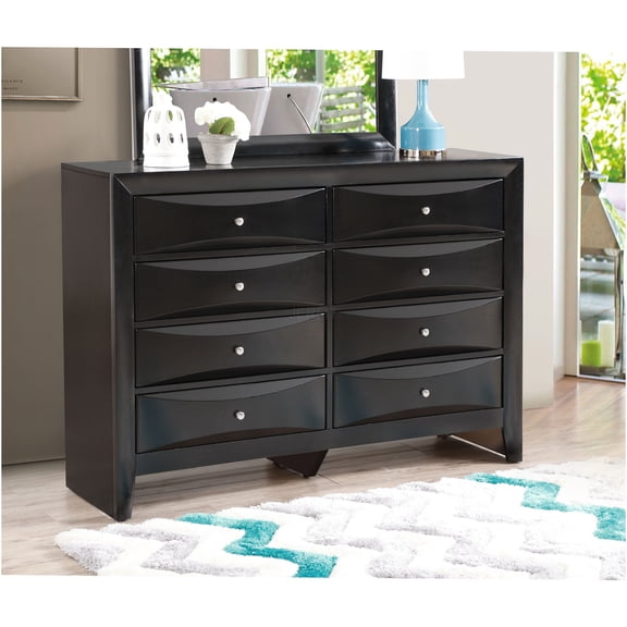JERFIT 9-Drawer Dresser for Bedroom, Black Chest of Drawers with Dovetailed Construction, Fully Assembled Modern Storage Dresser