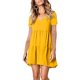 thumbnail image 5 of Qarigey Vestido de mujer, vestidos de verano de manga corta, poliéster, ocio, hasta la rodilla, ropa para mujer, Ruffes, ropa de trabajo de oficina Vestidos Amarillo Qarigey AP012052-01, 5 of 6
