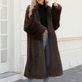 thumbnail image 4 of JGGSPWM Women's Fluffy Faux Furry Overcoat Parka Long Coat Jackets Outerwear Brown S, 4 of 9