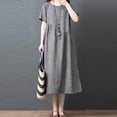 thumbnail image 2 of Fengqque Plus Size Women's Summer Dresses Loose Fit Flowing Pleats Bohemian Elegant Girls Doll Dresses Sunny Beach Party Plaid Lady Elegant Loose Large Casual Dress, 2 of 5