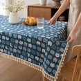 thumbnail image 4 of SLYNSHome Cotton Linen Tablecloth, 100x150 cm Printed Tassel Rectangular Table Cover, Washable Decorative Cloth for Dining Table Coffee Table Kitchen Home Decor, 4 of 7