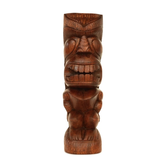 Handmade Wooden Primitive Long Hair Tribal Statue Sculpture Tiki Bar Totem Handcrafted Unique Gift Home Decor Accent Figurine Artwork Hand Carved