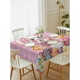 thumbnail image 2 of Pink Easter Bunny Rectangle Tablecloth, Spring Easter Eggs Chicken Floral Plaid Waterproof & StainResistant Tablecloth, Washable Oil-proof Table Cover for Dining/Party/Wedding/Camping/Buffet 60x84 In, 2 of 9