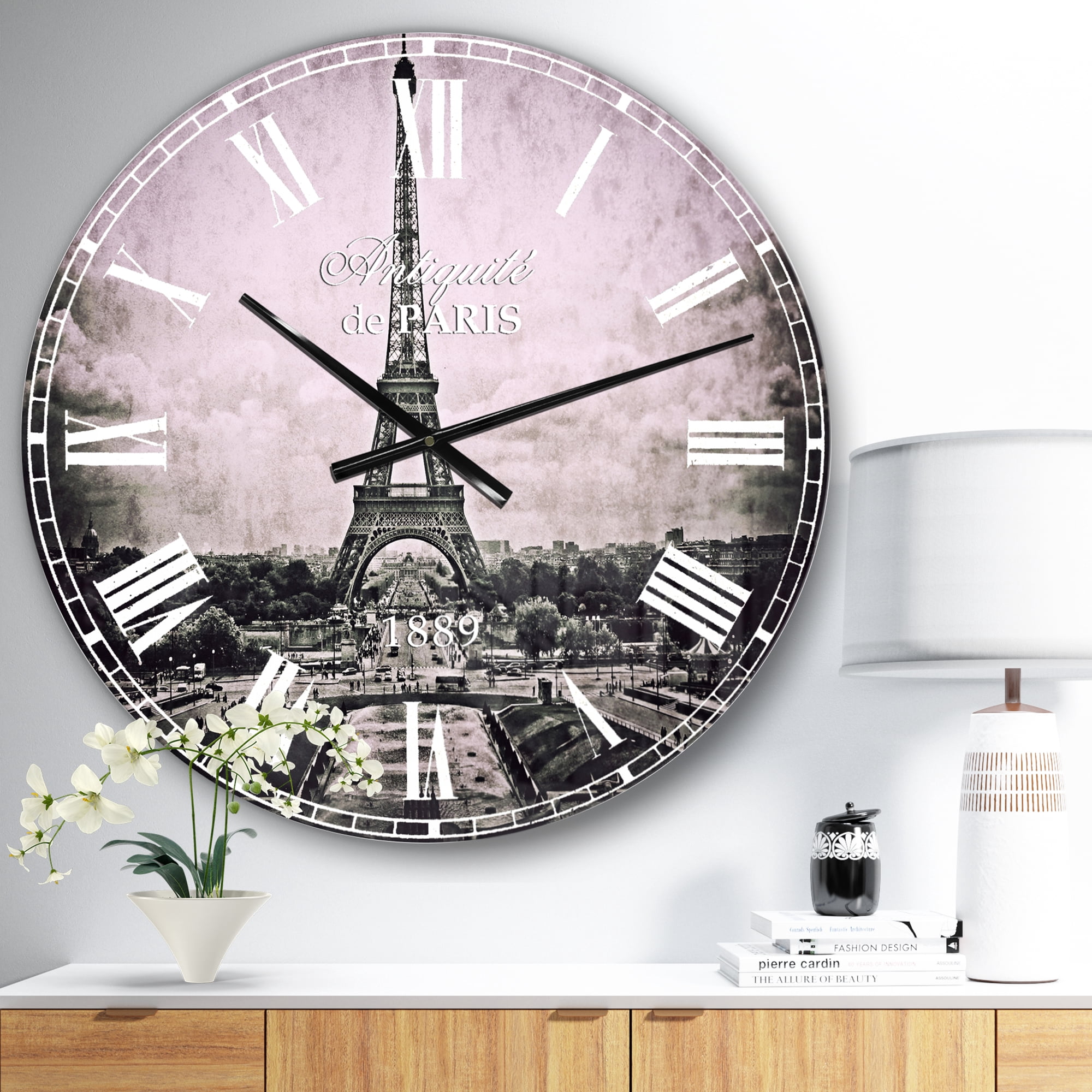 Vintage View of Paris France' Vintage Oversized Metal Clock