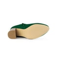 thumbnail image 3 of BLISSFUL STEP Ankle Boots Solid Round Toe Side Zip Buckle Heels Green 6, 3 of 8