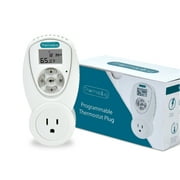 Programmable Plug Thermostat Outlet for Space Heaters and A/Cs, 120v/ 110v 15 amps, Heavy Duty