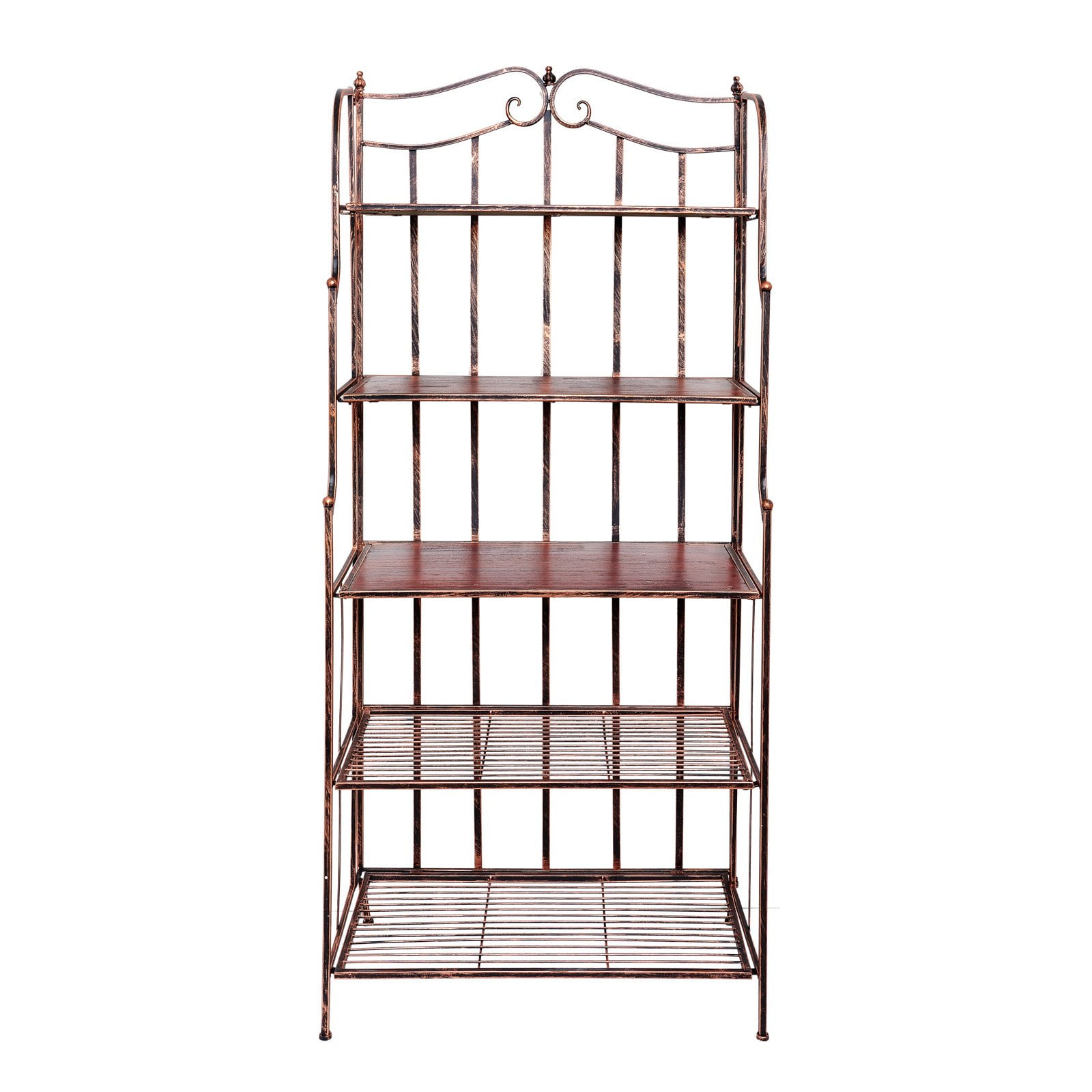 "Montclair" Bakers Rack 30" x 16" x 67¼" Antique Copper, Rosewood