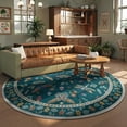 thumbnail image 3 of Moynesa 6' Insect Round Area Rug, Washable Round Rugs Ultra-Thin Non-Slip, Vintage Botanical Accent Large Circle Carpet for Living Room Bedroom Dining Room Playroom, Green, 3 of 11