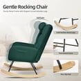 thumbnail image 5 of Nursery Rocking Chair,Teddy Upholstered Glider Rocker Rocking Accent Chair Padded Seat with High Backrest Armchair for Living Room，Green, 5 of 6