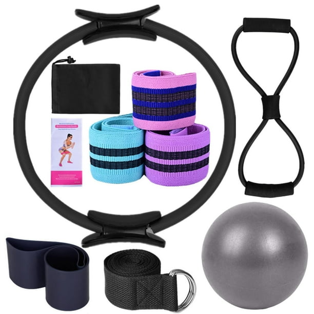 Fiudx Set de Yoga, Paquete Completo de Pilates con Aro Mágico, Bandas para Glúteos y Pelota de Yoga de 25 Cm para Estiramientos. Solución de Fitness para El Hogar, Ideal para Todos Los Niveles.