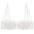 thumbnail image 4 of GEWSEY Half-Cup Lace Bra for Women Wireless Push Up Gathering Seamless Bras Spaghetti Strap Supportive Everyday Bralettes (White, 24A-24B), 4 of 4