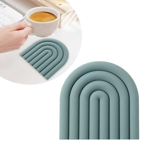 Mantel individual aislante de silicona Estilo Morandi Arcoíris Café Antiescaldaduras Espeso Mantel para olla